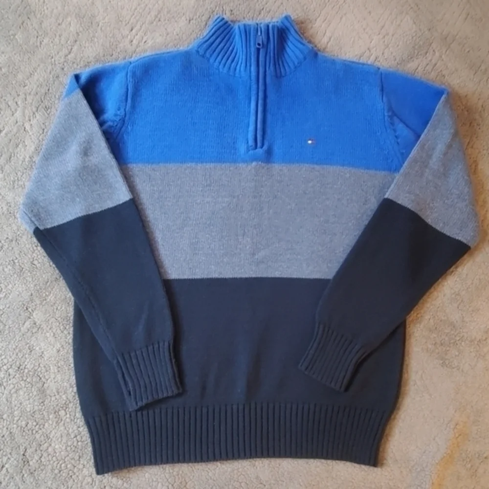 Tommy Hilfiger Kid's Colorblock Long Sleeve 1/4 Zip Sweater